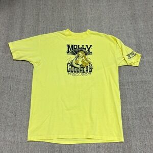 Vintage Molly Goodhead Raw‎ Bar Shirt Mens Large Yellow 1980s Florida